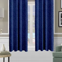 Aura Blue Set of 2 Floral Window Curtain-image-82