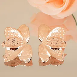 LA FILLE D'OR Rose Gold-Plated Floral Shaped Drop Earrings-11