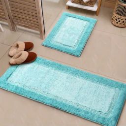 Saral Home Green Microfiber Stripes Bathmat-17