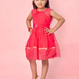 Sangria Girls Self-Designed Net Frock image 4