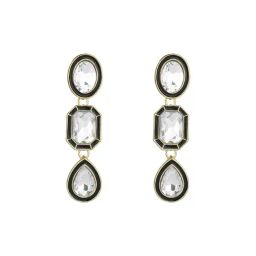 Lilly & Sparkle Gold Toned White Stone Studded Statement Drop Earrings-13