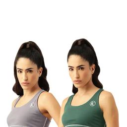Kotty Lavender & Green Logo Print Sports Bra (Pack of 2)-image-113