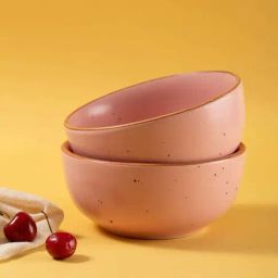 Urban Space Warm Pink Ceramic Bowl (450ml) - Set of 2-image-10