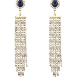 Lilly & Sparkle Blue Drop Stone Studded Shoulder Dangler Earrings-27