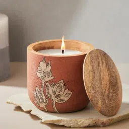 Fabindia Orange Wood Container Candle-picture-11