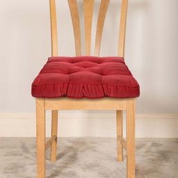 Kuber Industries Red Solid General Support Chair Pad-43