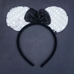 Golden Peacock Women Black & White Embellished Hairband-image-55