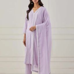 Priya Chaudhary Purple Sudha Embroidered Cotton Kurta-image-46