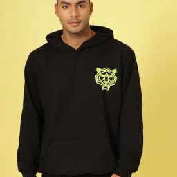Rigo Black Cotton Loose Fit Printed Hooded Sweatshirt-image-9