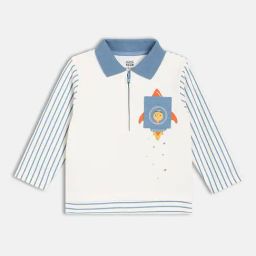 Miniklub Boys White Regular Fit Striped Polo T-Shirt-image-31