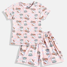 Eteenz Girls Graphic Print T-shirt with Shorts-image-101
