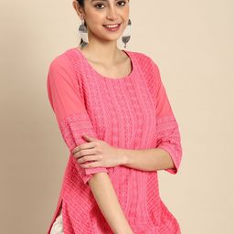 Anouk Floral Embroidered Chikankari Kurta-image-27