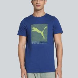 Puma Blue Cotton Slim Fit Printed T-Shirt-picture-36