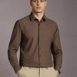 Louis Philippe Brown Slim Fit Printed Shirt-image-99