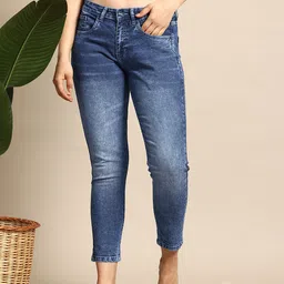 Mast & Harbour Women Mom-Fit Light Fade Stretchable Cropped Jeans-picture-49