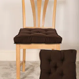 Kuber Industries Brown Set of 2 Solid General Support Chair Pad-9