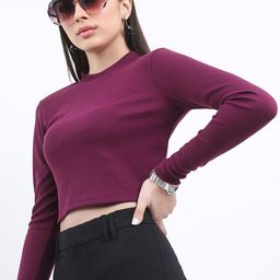 KETCH Round Neck Long Sleeves Fitted Crop Top-image-86