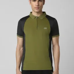 Peter England Green Regular Fit Colour Block Sports Polo-image-16