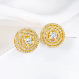 Peora Gold Plated Cubic Zirconia & White Synthetic Stone Studded Stud Earrings-image-79