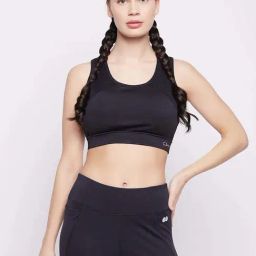Clovia Black Regular Fit Sports Bra-image-3