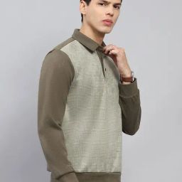 Monte Carlo Green Regular Fit Self Pattern Sweatshirt image 4