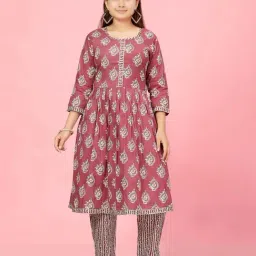 Aarika Kids Purple Cotton Printed Kurti Set-image-62