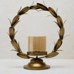 Westside Home Dull Gold Wreath Candle Stand-image-93