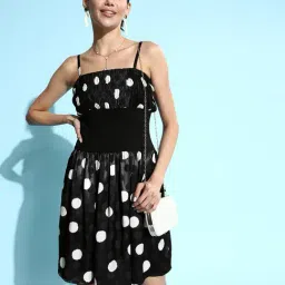 KASSUALLY Black & White Polka Dot Fit & Flare Dress-image-31