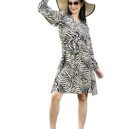Melon by PlusS Beige & Black Printed A Line Dress-image-63