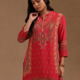 Soch Red Crepe Printed Three-Quarter Sleeves Tunic-picture-15