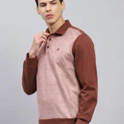 Monte Carlo Rust Regular Fit Self Pattern Sweatshirt image 3