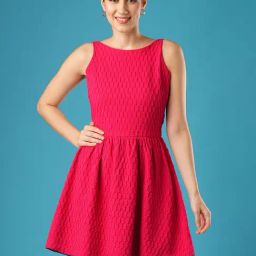 Globus Pink Self Design A Line Dress-image-42