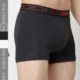 UnderJeans by Spykar Grey & White Regular Fit Trunks - Pack of 2-picture-41