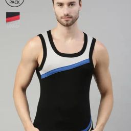 Dixcy Scott Originals Navy & Grey Melange Cotton Vest - Pack of 2-image-98