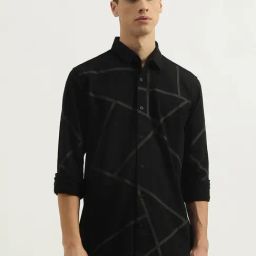 United Colors of Benetton Black Pure Cotton Slim Abstract Shirt-image-20