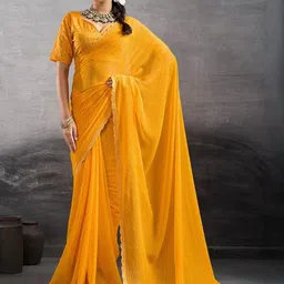 DIVASTRI Striped Poly Georgette Designer Saree-picture-15