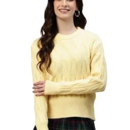 One Femme Yellow Wool Regular fit Sweaters-image-27
