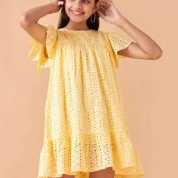 Cherry & Jerry Girls Yellow Solid Empire Above Knee Dress-image-96