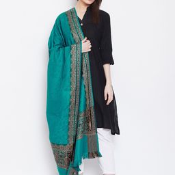 WEAVERS VILLA Women Green & Beige Woven Design Shawl-picture-40