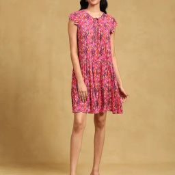 Label Ritu Kumar Red Printed A Line Dress-picture-5