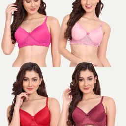 FIMS: Fashion is my Style Multicolored Lace Work Push-Up Bras - Pack Of 4-picture-36