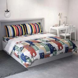 DDecor Printed Blue 136 TC Cotton Queen Bedding Set-picture-1