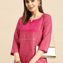 Anouk Pink Printed Kurti-12