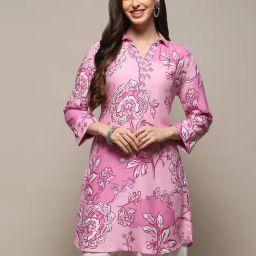 Biba Lilac Floral Print A Line Kurti-image-83
