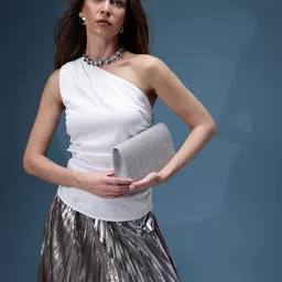 bebe Dose of Vitamin One Shoulder Ruched Top-picture-25