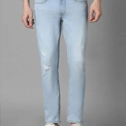 Louis Philippe Jeans Blue Cotton Slim Fit Distressed Jeans-image-47