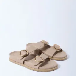 LUNA BLU by Westside Light Taupe Slip-On Sandals-picture-41