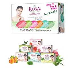 ROSA Set Of 4 Peach & Olive Neem Mint & Strawberry Gel Soaps - 100 gm Each-59