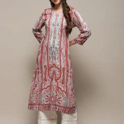Biba White & Red Printed Straight Kurta-picture-17