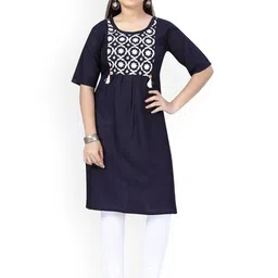 BAESD Girls Embroidered Regular Pure Cotton Kurta With Leggings-picture-34